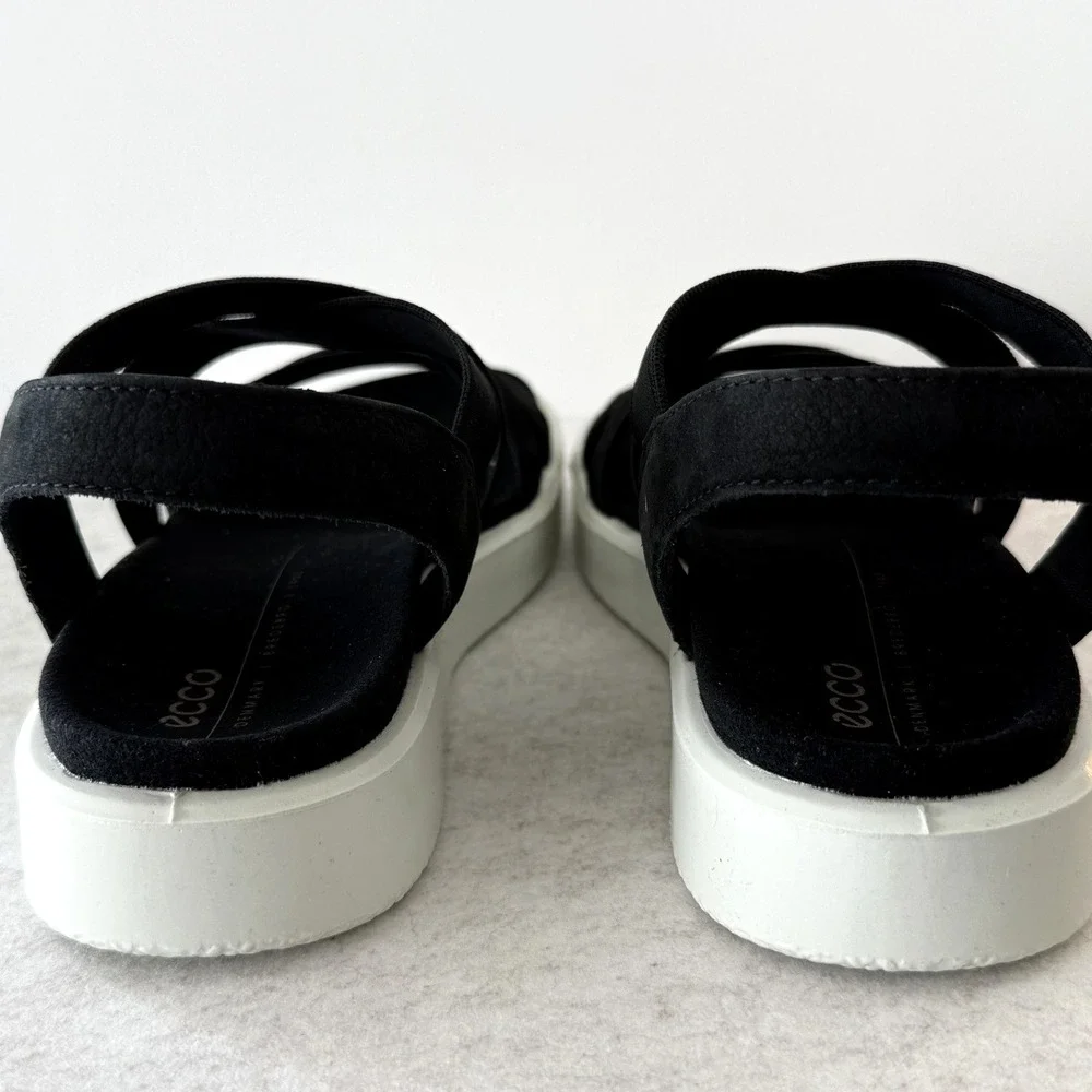 NEW ECCO Flowt W Black Strappy Elastic Sandals 27364302001 Womens EU 39 US 8-8.5